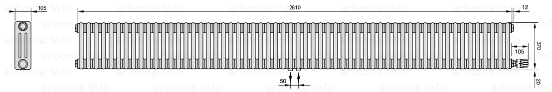 Схема (чертеж) Радиатор Arbonia 3037/58 №96 твн